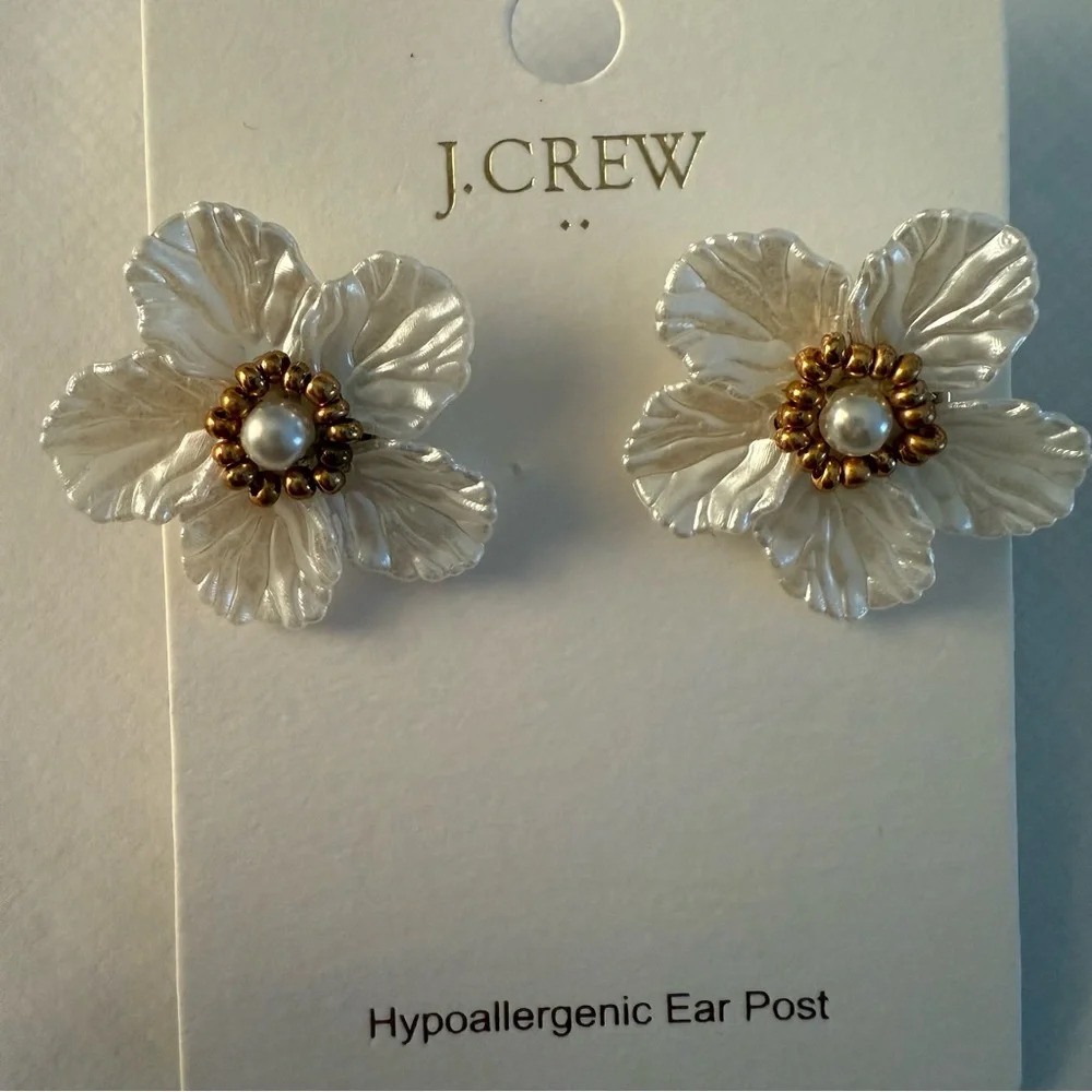 J.Crew Floral Pearl Earrings - Picture 2 of 3